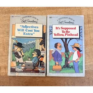 Vintage Early 80S Doonesbury Books Bundle Of Two Adjectives Cost Extra Yellow